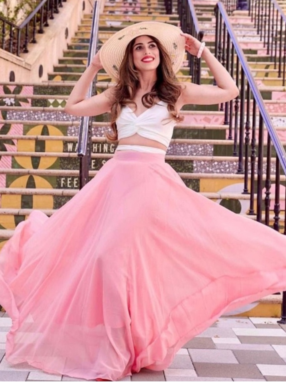 Chicwish Pink Timeless Favorite Chiffon Maxi Skirt L